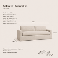 Sillón RH Naturalino 220 x 87 x 94 cms