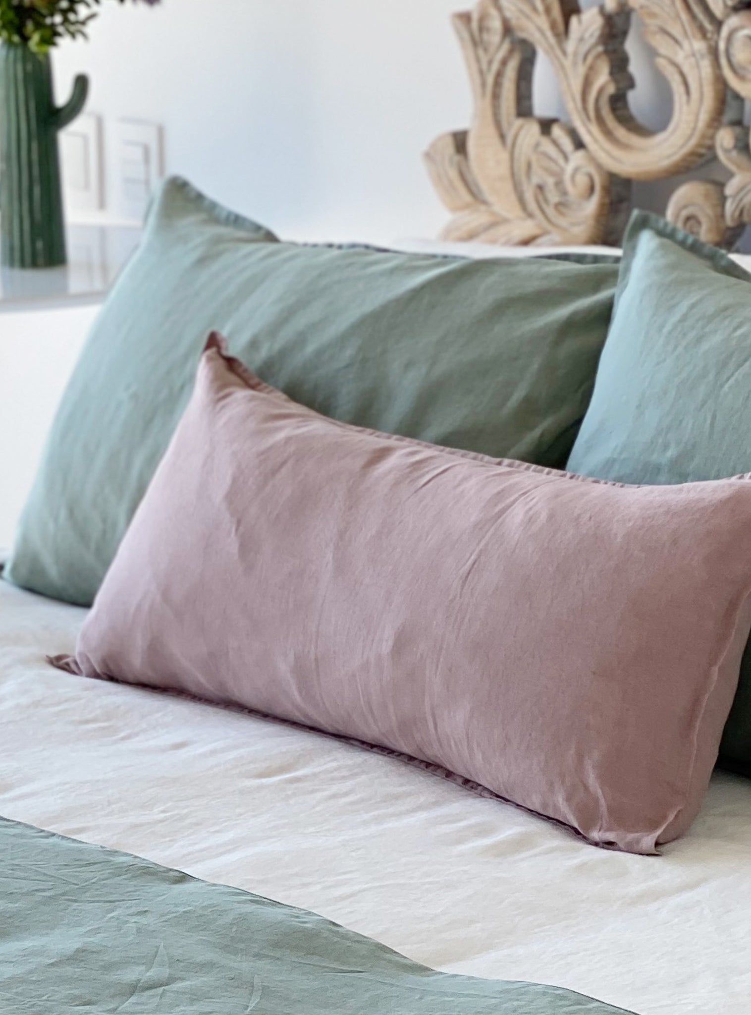 Funda de Almohada Lino - King 50x90 cms - Aqua - Naturalino